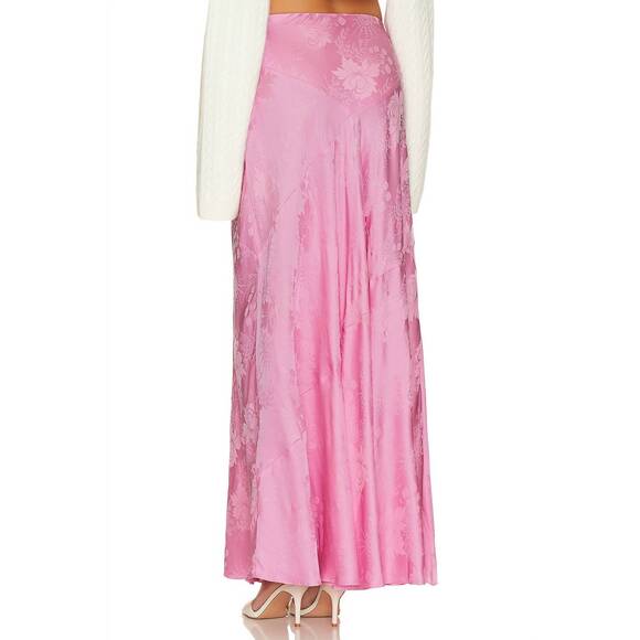 NEW LOVESHACKFANCY booker maxi skirt in pink song - Picture 2 of 5